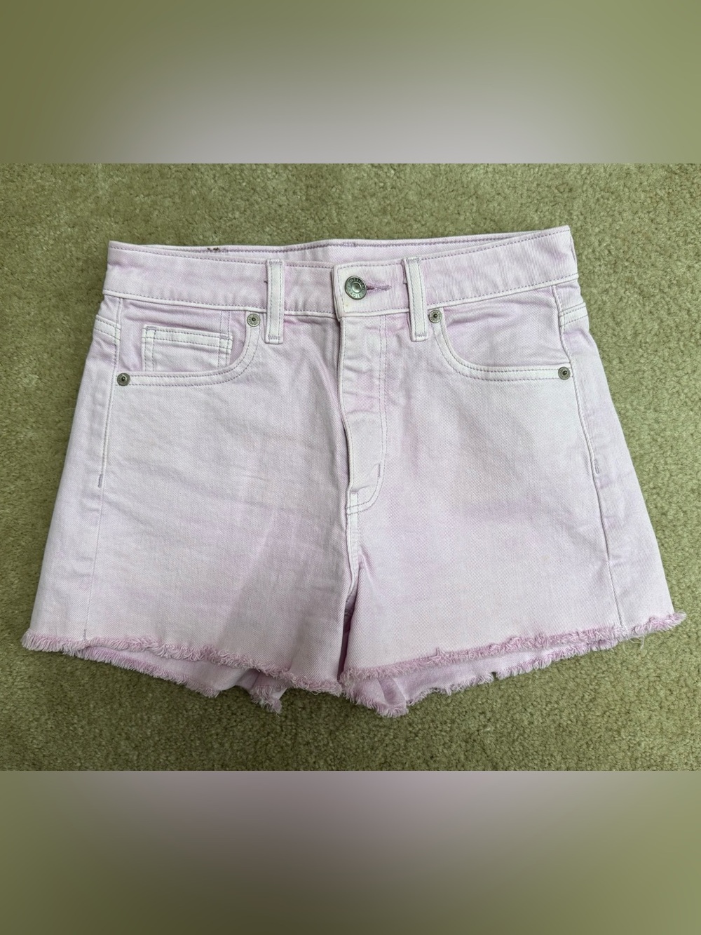American Eagle Outfitters Sz 00 Light Pink Denim Shorts with Frayed Hem
